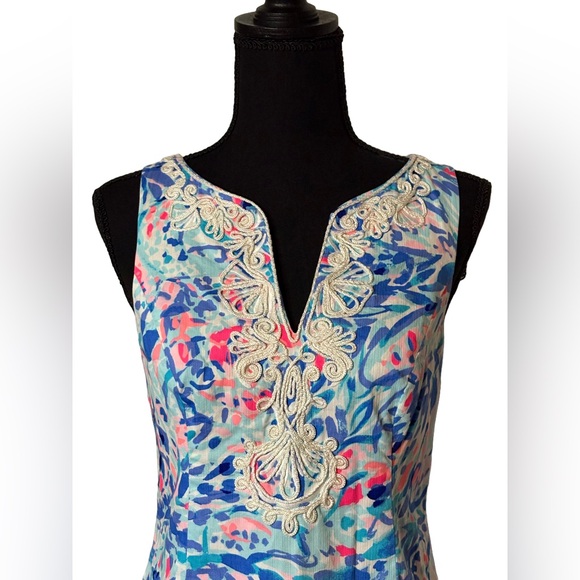Lilly Pulitzer Gabby Shift Dress | Spa Blue | Size 2 | 100% Cotton - Picture 4 of 8